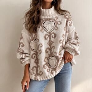 Vintage 90s Express Tricot Ramie Cotton Oversized Sweater – Size L